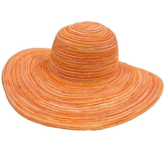 Columbia Omni-Shade Sunridge Straw Like Hat OS Orange 5.5” Wide Brim Packable - Picture 1 of 5